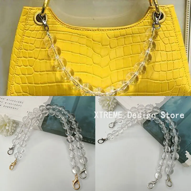 35CM Luxury Clear Acrylic Bead Bag Straps Chain Women Bag Chain Handbage Handle Transparent Bead Messenger Bag Belts