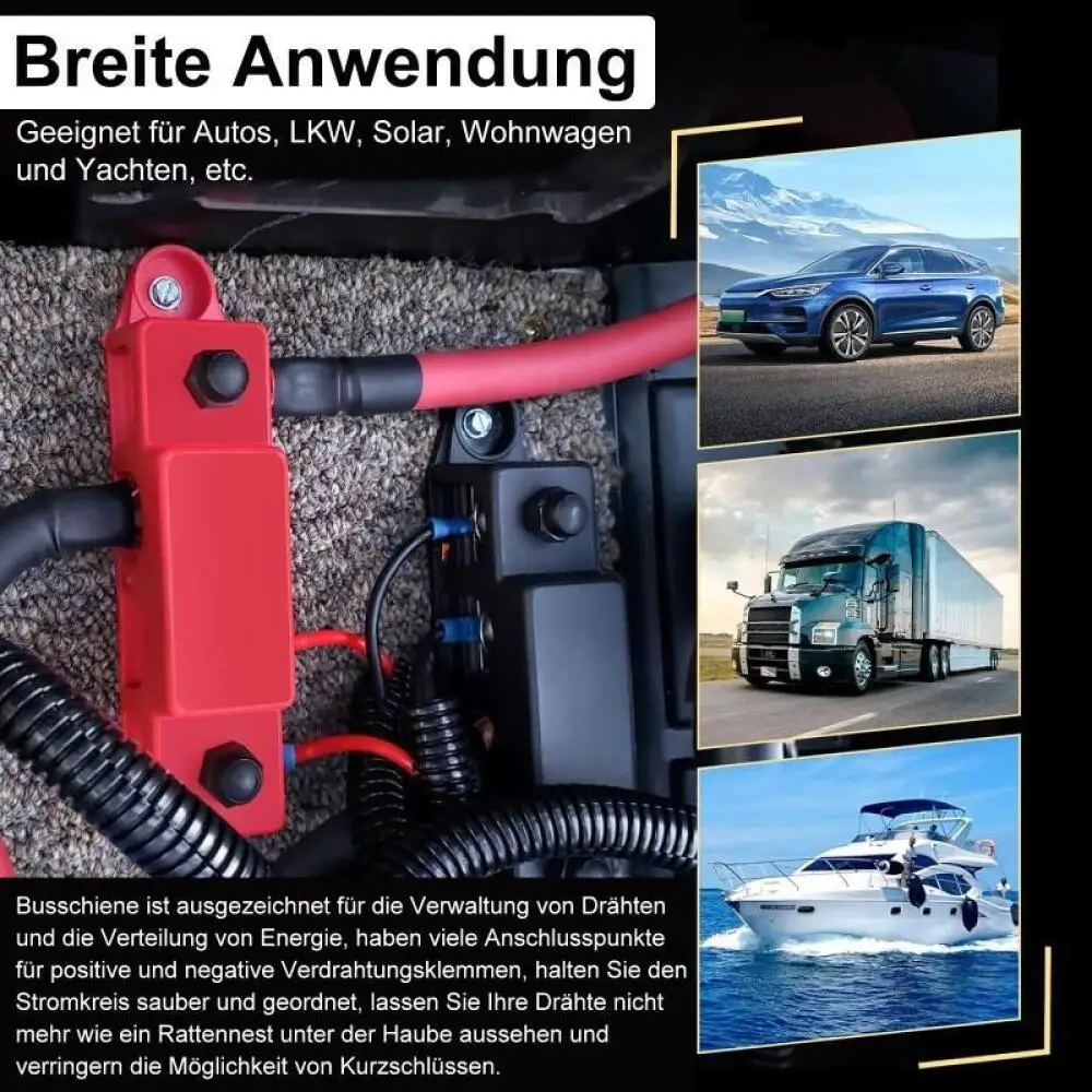 

1pcM8 red and black matching - RV yacht busbar current wiring stud 4 stud distribution block busbar