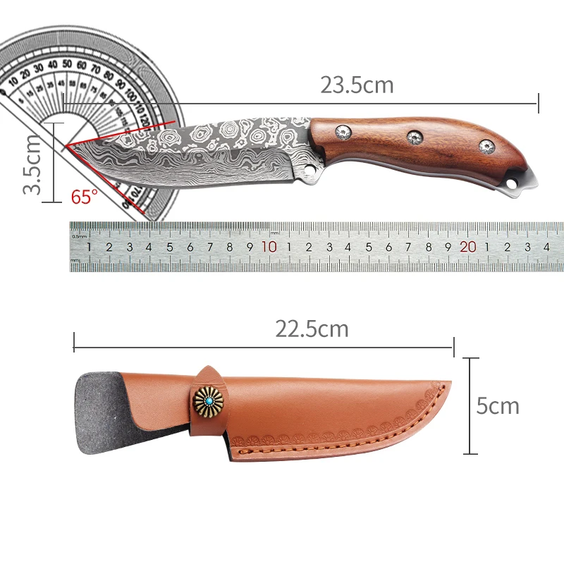 1pc High-Quality Fishing and Meat Cutting Fruit Knife - Professional Watermelon Slicer include leather sheath