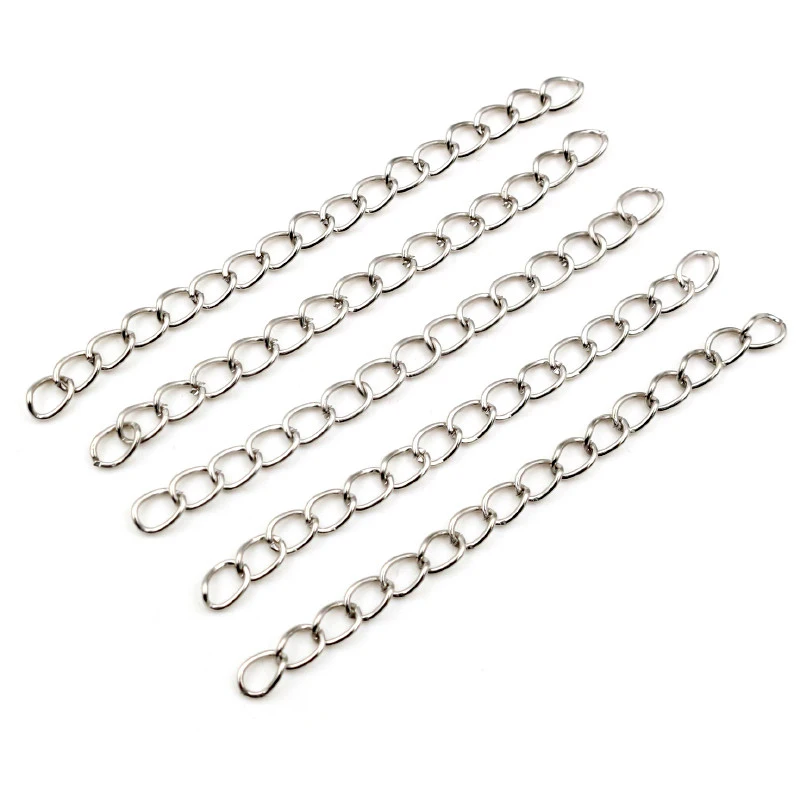 50pcs/lot 50mm 70mm 5x4mm Necklace Extension Chain Bulk Bracelet Extended Chains Tail Extender For DIY Jewelry Making Findings