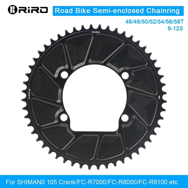 

RIRO Bicycle Chainwheel 110BCD 46/48/50/52/54/56/58T Bike Crown Chainring Road Bike Single Sprocket for Shimano 105/FC-R7000