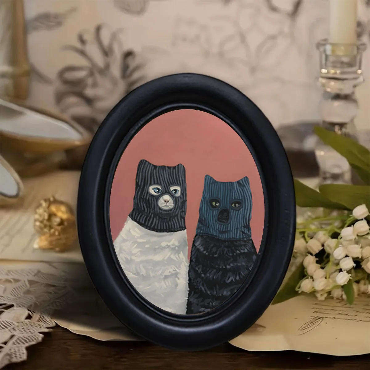1 Piece of Quirky Robber Cat Wall Decoration, Fun Cat with a Hood, Unique Creative Desktop Ornament, Quirky Home Decor, Exclusive Gift for Cat Lovers view 2