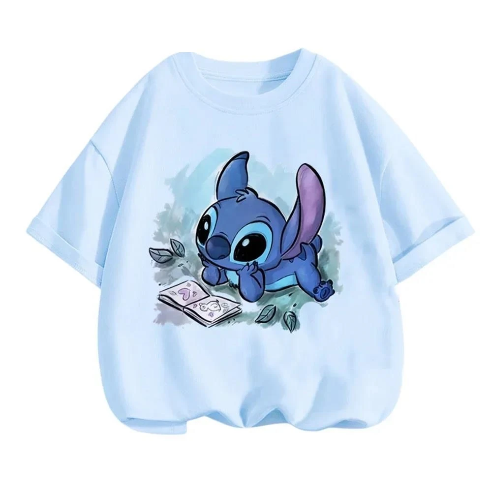 Boy Kids T Shirts Stitch Clothes Girl T-shirt Children Kids Short Sleeve Tops 2024 Summer Girls Top Clothing Child Trucksuis