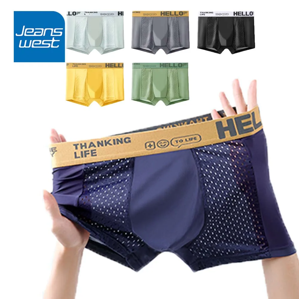 

8Pcs Man Underwear Letter Waistband Boxers for Men Breathable Ice Silk Men's underpants Soft Touch Boxer Shorts
