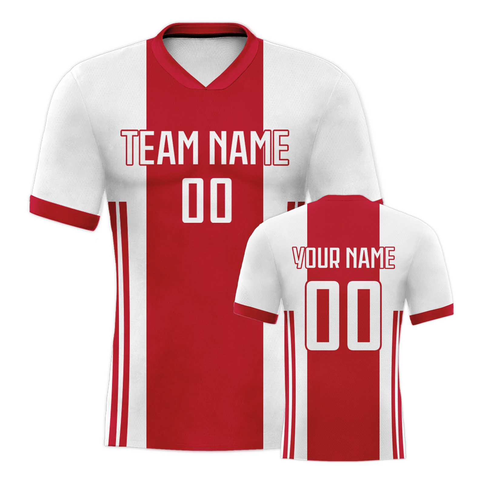 

Custom Football Shirt Red White Soccer Jersey Personalized Team Jerseys with Name Number Training T-Shirt for Men Women Youth