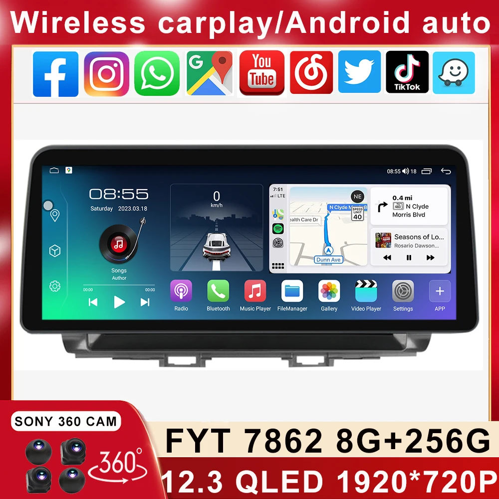 

12,3 дюймовый 4G QLED экран для Toyota bB 2 QNC20 2005-2016 Android 12 Автомобильный стерео Мультимедийный видеоплеер головное устройство Carplay Auto SWC