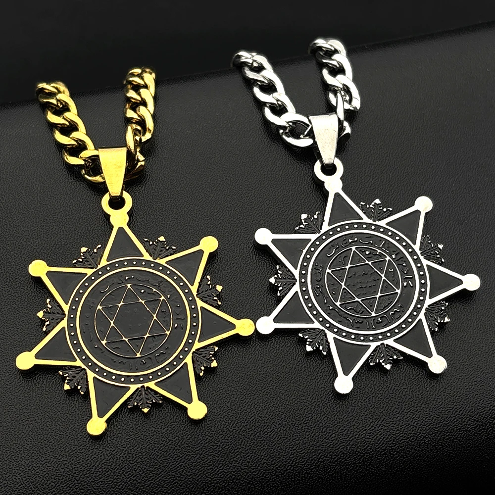 Hebrew Black Enamel Star of David Pendant Necklace for Women Men Stainless Steel Gold Color Jewish Chain Amulet Jewelry Gift