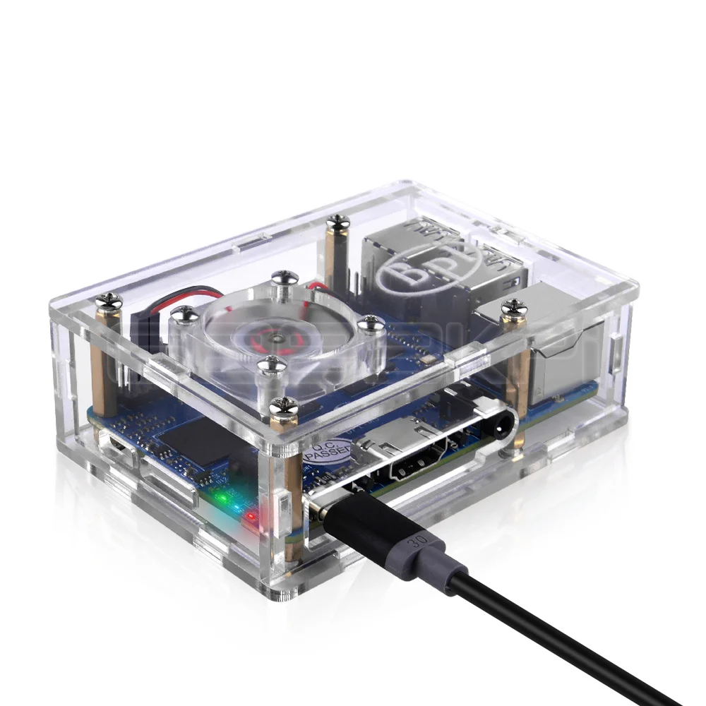 Original Banana PI BPI M5 Ayrlic Case Shell with Cooler cooling fan QC Power Supply Ultimate Kit