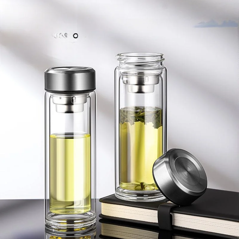 Thickened Double Layer High Borosilicate Glass Cup Heat Resistant Portable Large Capacity Water Cup Luxury Tea Water Separati...