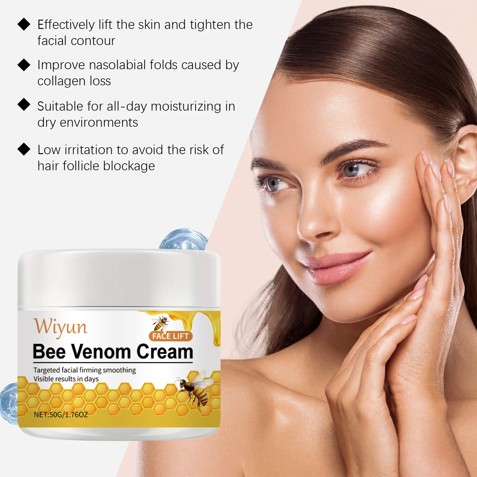 

Bee Venom Lifting Cream Anti-aging Lightens Fine Lines Firms Lifts Deeply Hydrates Increases Elasticity Skin Care 50g