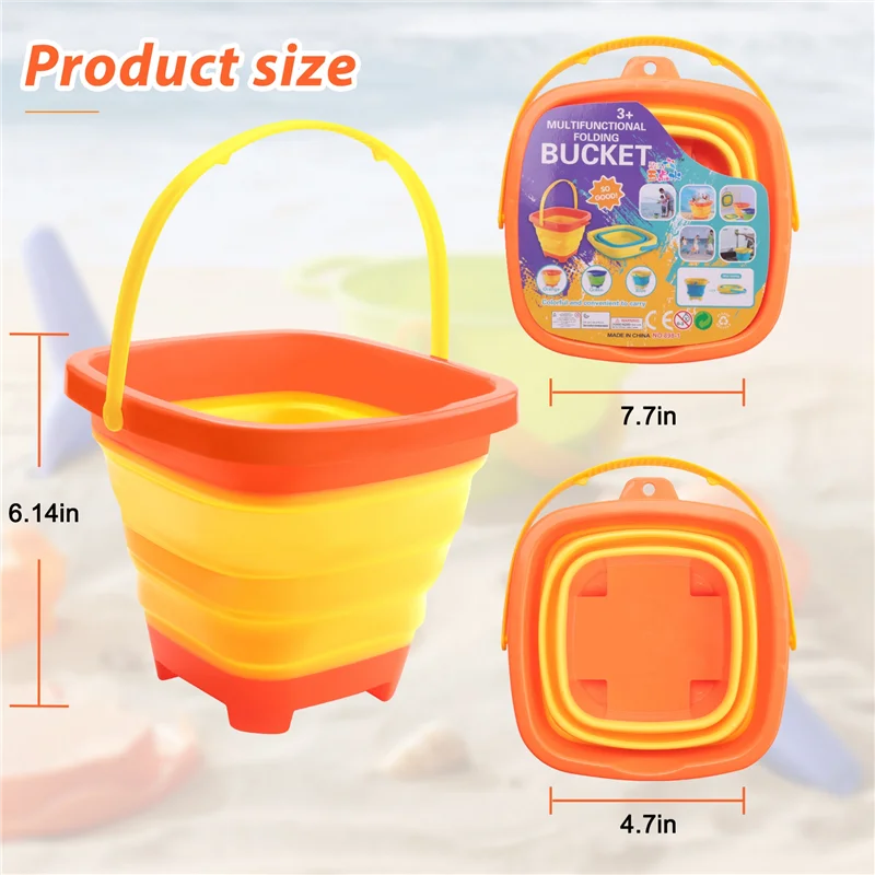 3 قطعة دلو قابل للطي دلو سطل قابل للطي دلاء رملية دلو سيليكون قابل للطي للأطفال لعب الشاطئ التخييم 2L #6
