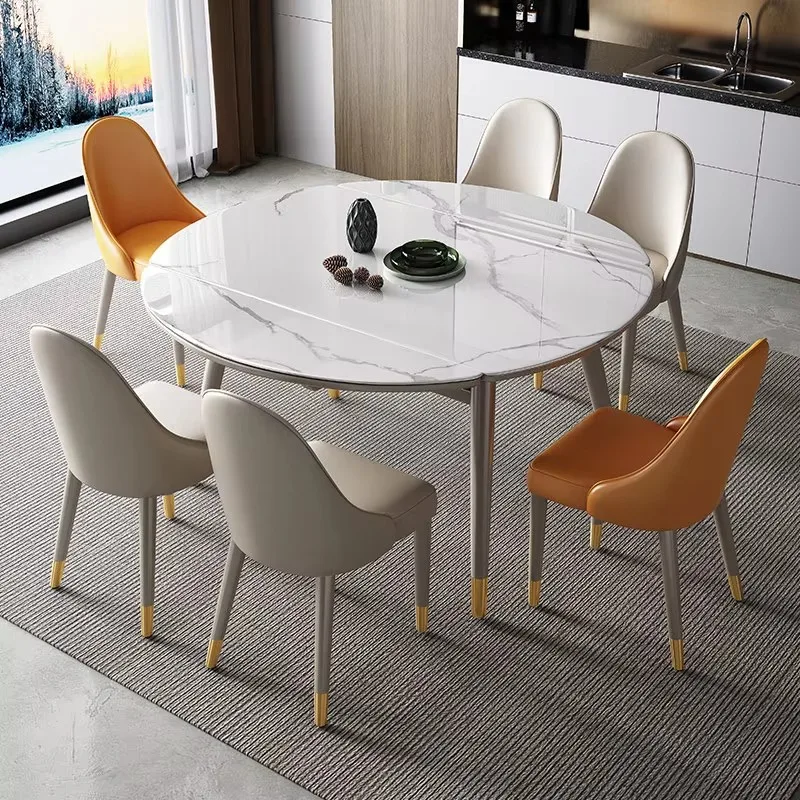 

Роскошный современный обеденный стол с каменной столешницей, раскладной стол из массива дерева для дома, мебель для столовой.