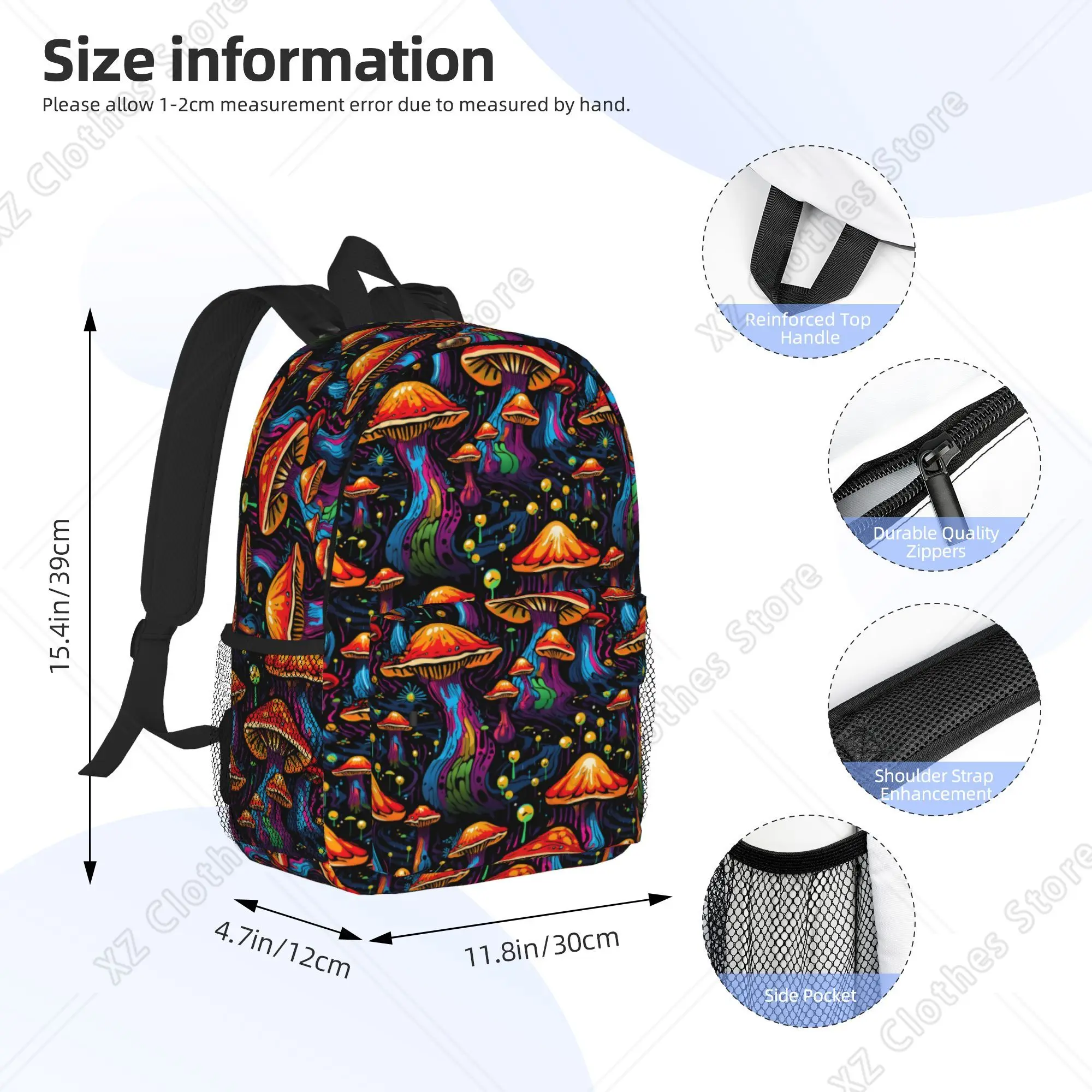 Acid Trippy Weird Psychedelic Wavy Mushroom Backpack Hot Sale Daypack Boys Girls BookBag Shoulder Bags for Men Women School Bag