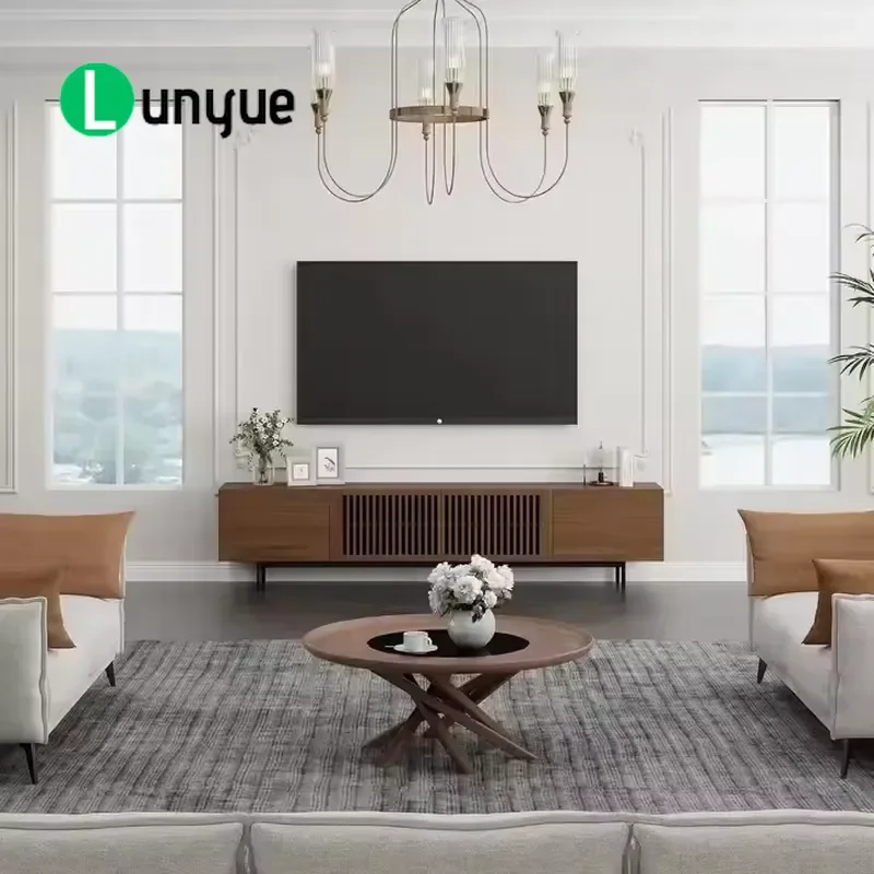 Modern Solid Wood TV Stand Classic Structure Stable Durable Spacious Storage Cabinet for Living Room Home Furniture