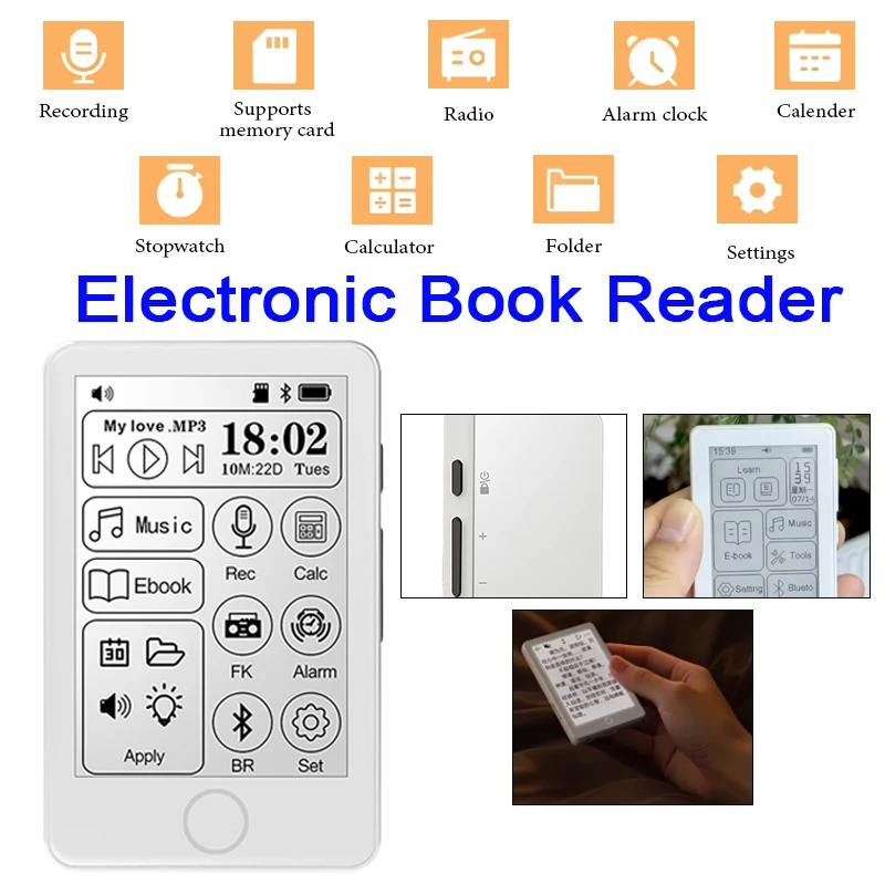 E-Book Reader Ink Screen Dictionary with 2.7-inch Touchscreen Usb Hifi Bluetooth Speaker Music MP3 Player Walkman Voice Record