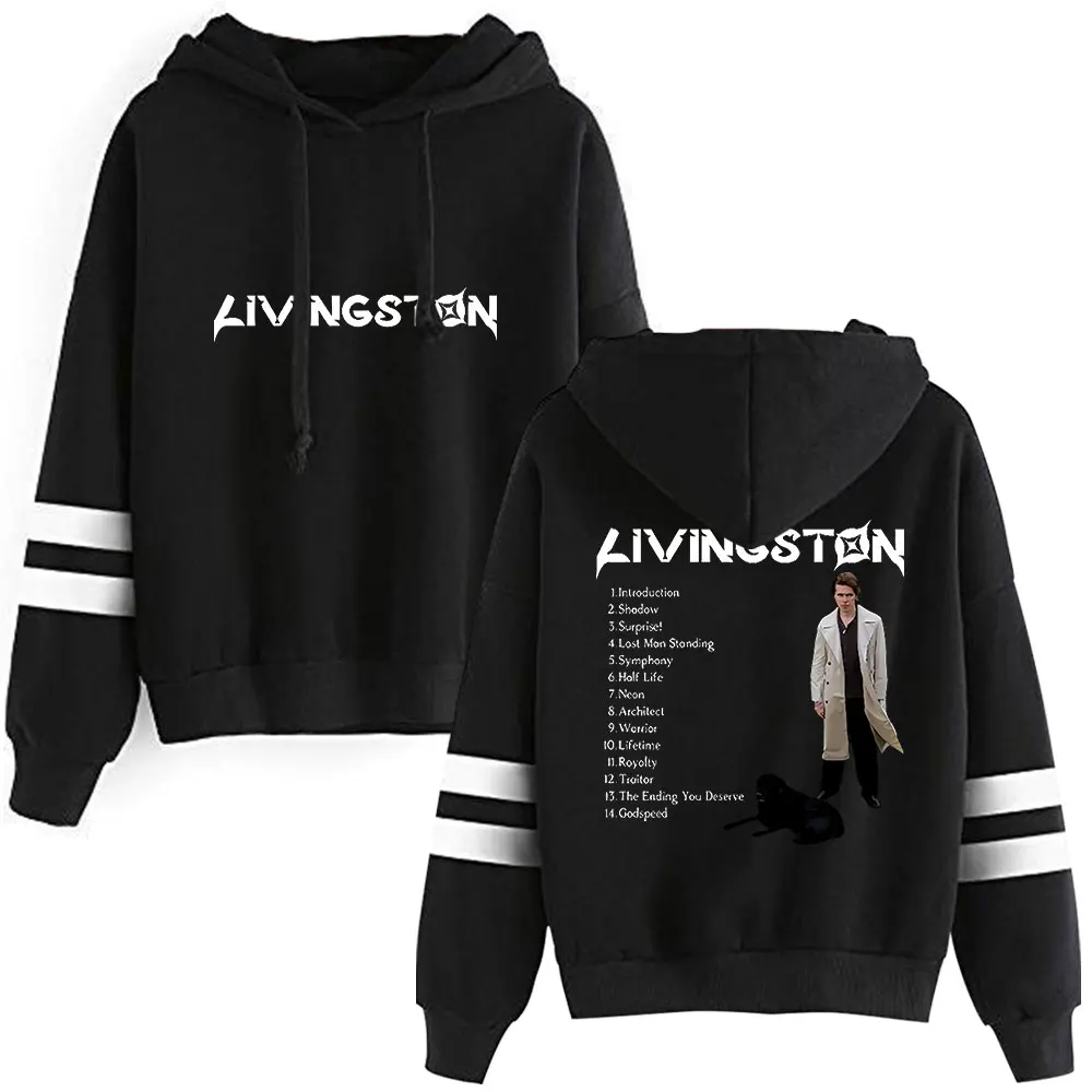 Livingston Pocketless Parallel Bars Sleeve Sweatshirt Pocket Drawstring HipHop Long-Sleeved Top Man/Woman Hip Hop Hoodies