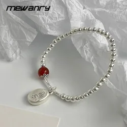 Mewanry Geometric Pendant Red Agate Bracelet For Women Girls Trendy Sweet Creative Chinese Style Simple Daily Party Jewelry Gift