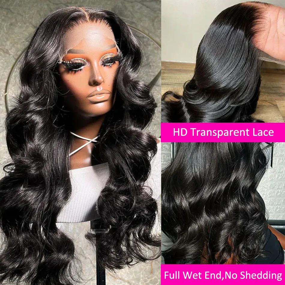 Perruque Lace Front Wig Body Wave Brésilienne Naturelle, Cheveux Humains, 13x6, 13x4, Pre-Plucked, Transparent HD, pour Femme