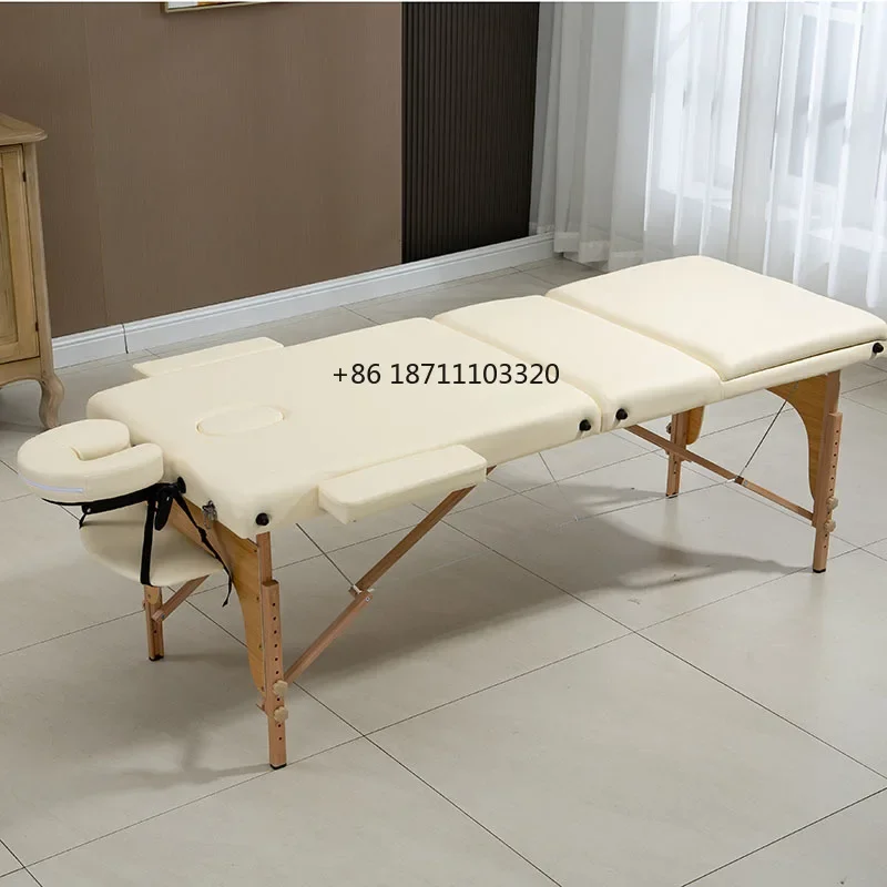 foldable portable 3-section wooden massage eyelash bed beauty salon adjustable  facial massage bed