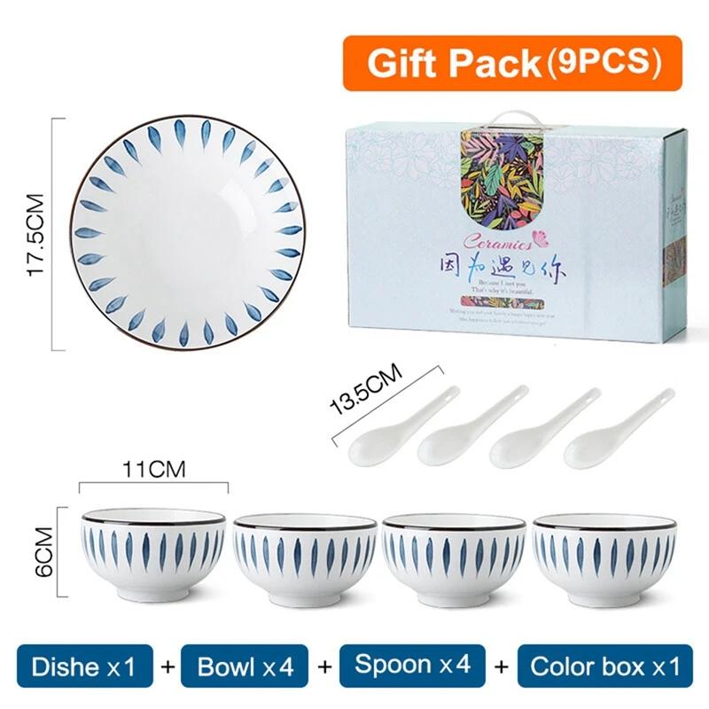 طقم أدوات مائدة سيراميك مستدير ياباني ، طبق عشاء بورسلين ، أواني حلوى ، نمط إبداعي ، 9 صحن عشاء
