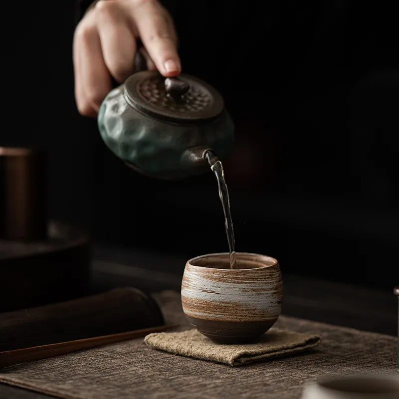 Japanese Style Tea Mugs, Handmade Stoneware Tea Cup, Kung Fu Tea Set, Small Single Cup, Ancient Style