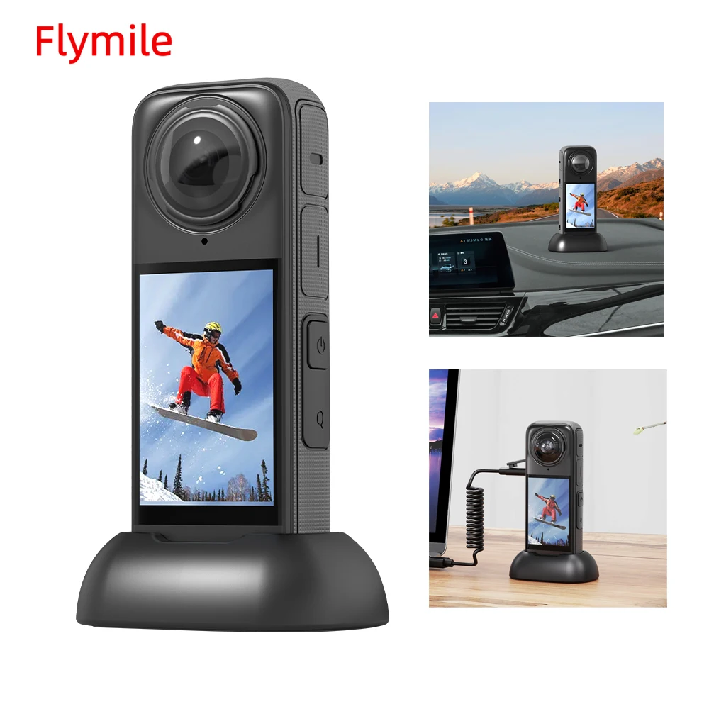 Flymile Camera Car Dock for Insta360 X4 Fix Mount Bracket Stability Base Vlgo Live Streaming Photography Quick Release Accessory