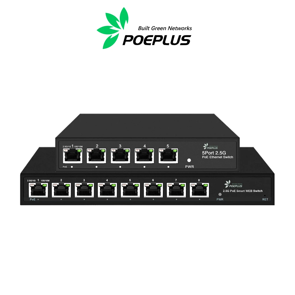 Lite-smart 5 or 8 Port  2.5Gbe PoE Or RJ45  L2 exchanging Web Managed Switch