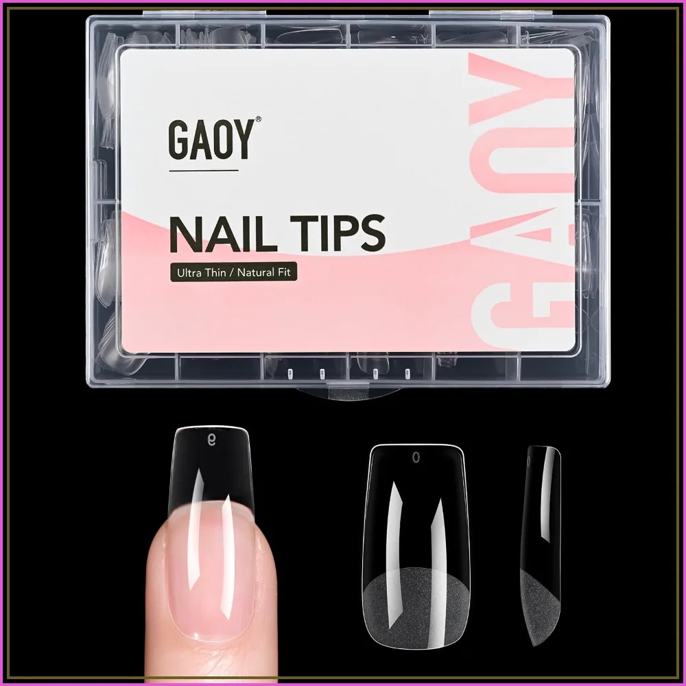 Medium Square Fake Gel Nail Tips, 12 Sizes False Full Cover Acrylic Press on Nails, 240Pcs Soft Half Matte Tips