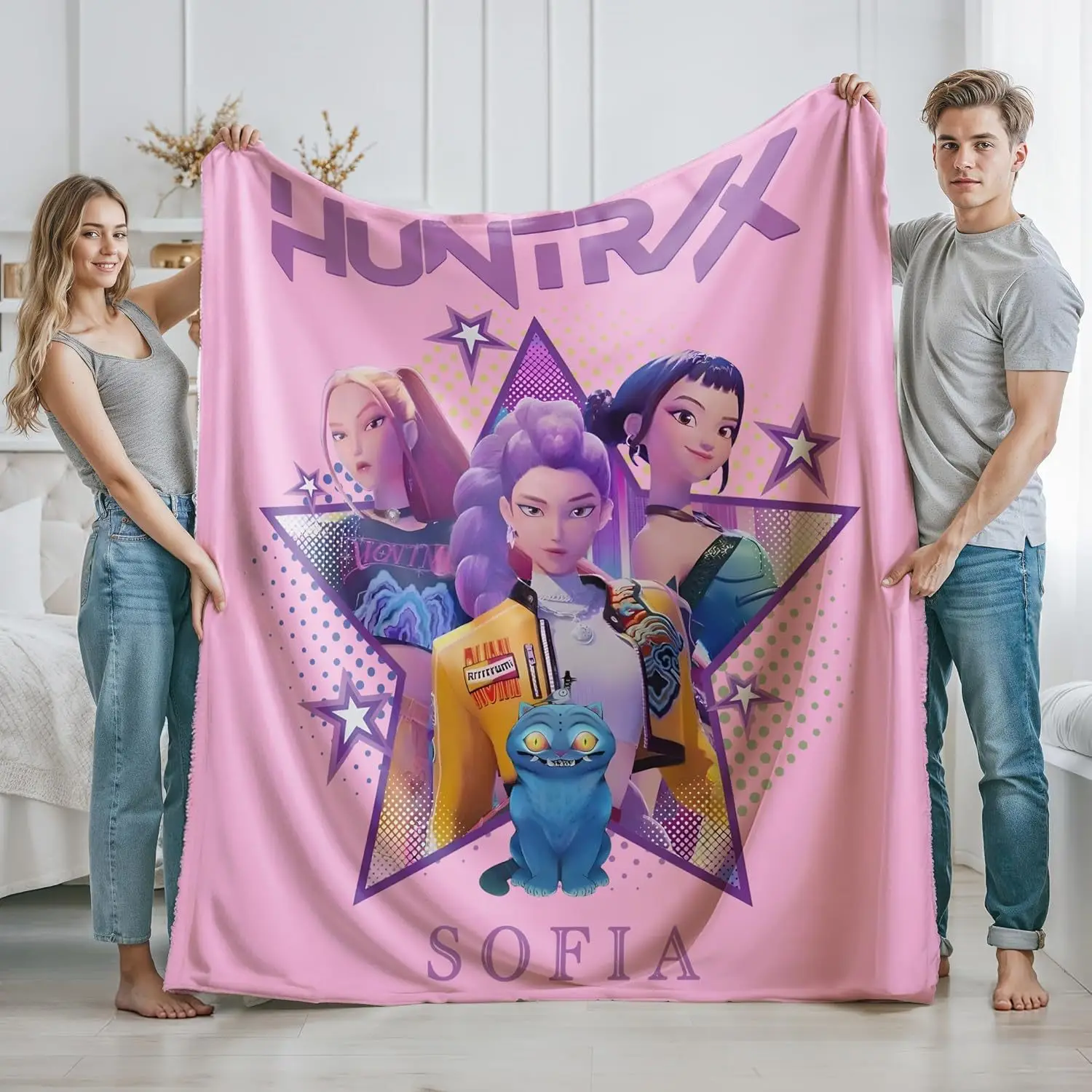 

Cartoon K Pop Demon Hunters Theme Flannel Blanket Cover Warmth Multifunctional Decorative Universal Blanket Winter Blankets Gift