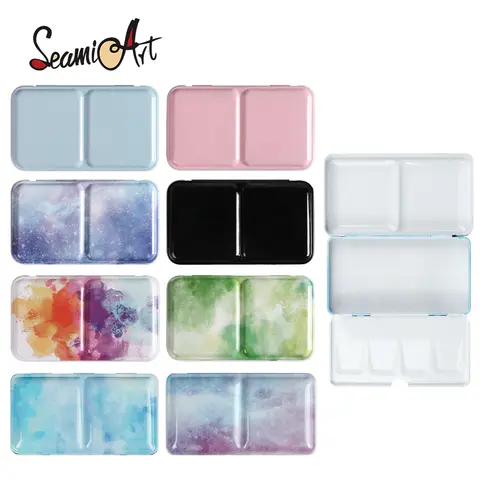 SeamiArt 1pc 빈 휴대용 접는 금속 수채화 페인트 상자 수채화 그림 미술 용품에 대 한 작은 크기