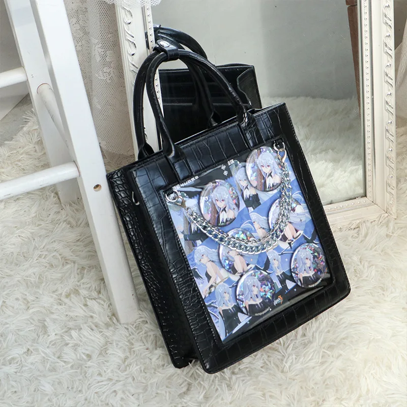 Japanese High School Girls JK Bag Crocodile Transparent Handbags Book Bag Shoulder Bag Itabag Big Crossbody Bags Women Itabag