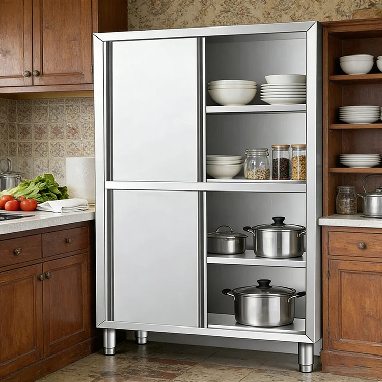 Commercial Stainless Steel Kitchen Four Door Cupboard Tableware Food Cabinetpromote sales