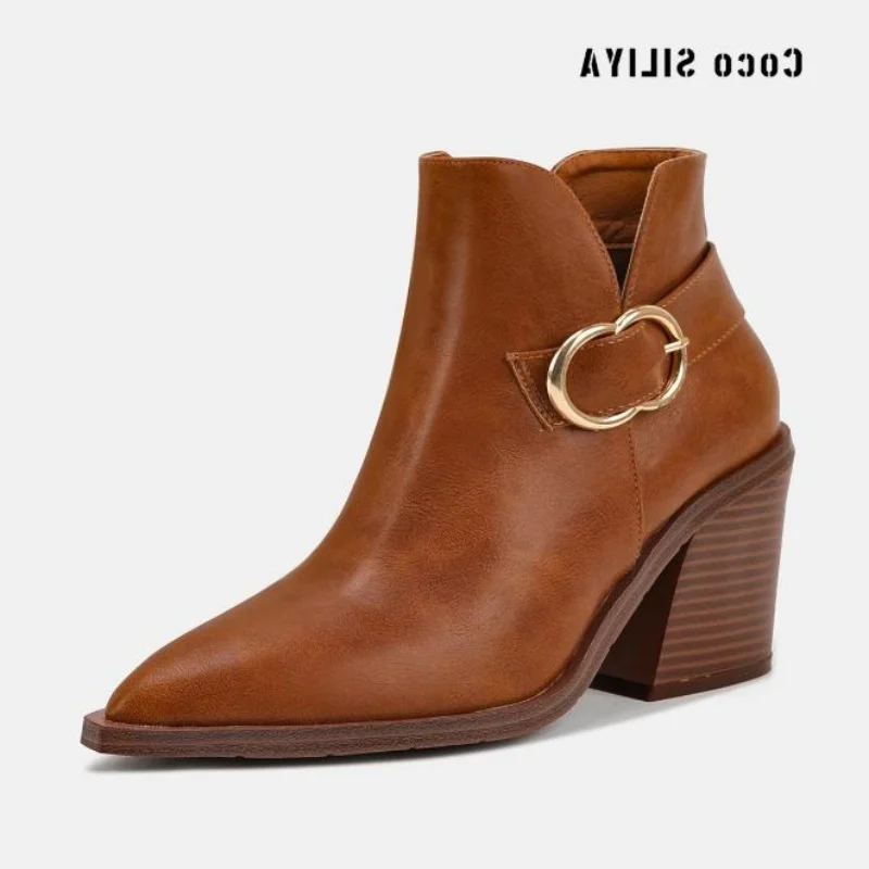 Women New Chelsea Luxury Designer Pointy Ankle High Heel Rubber Fashion Rock Ladies Spring Rome Pointe Hot Sale Boots 36-43