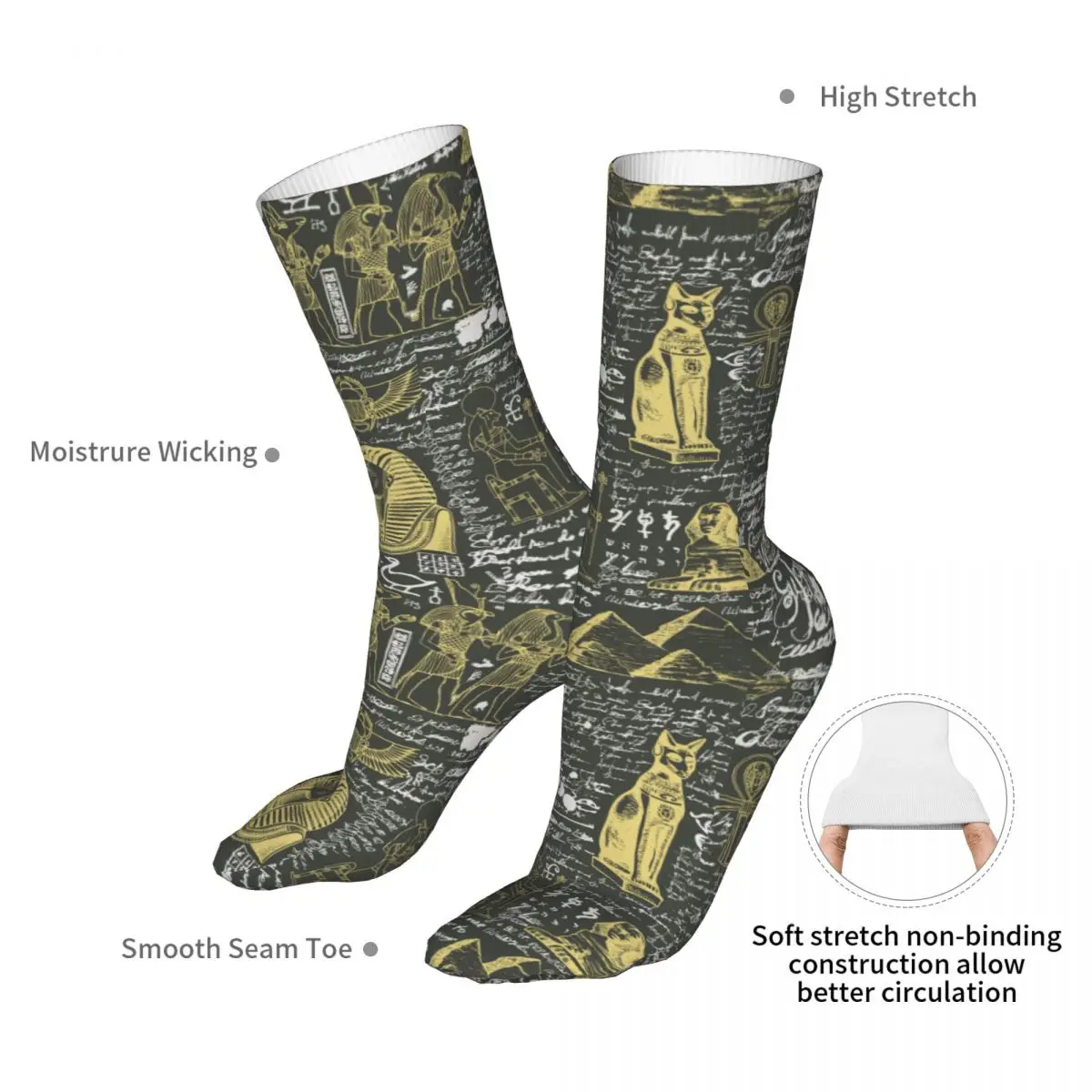 Compression Retro Style Ancient Egypt Hieroglyphs Woman Socks 2022 Men Sport Socks
