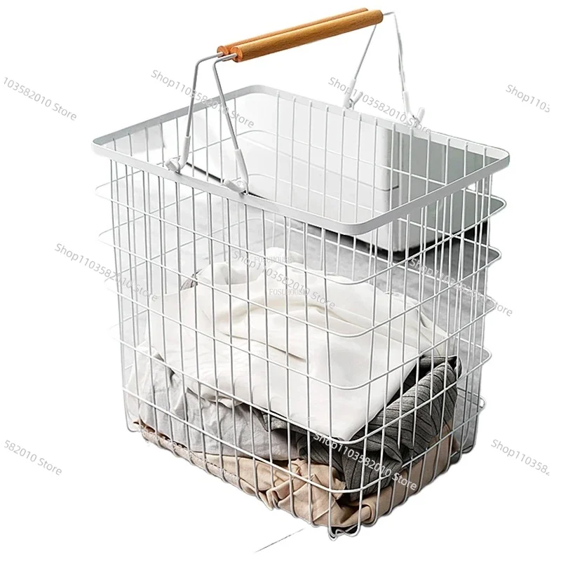 Creative Wrought Iron Multi-Layer Laundry Basket, Household Bathroom Bedroom Dirty Clothes Storage Rack