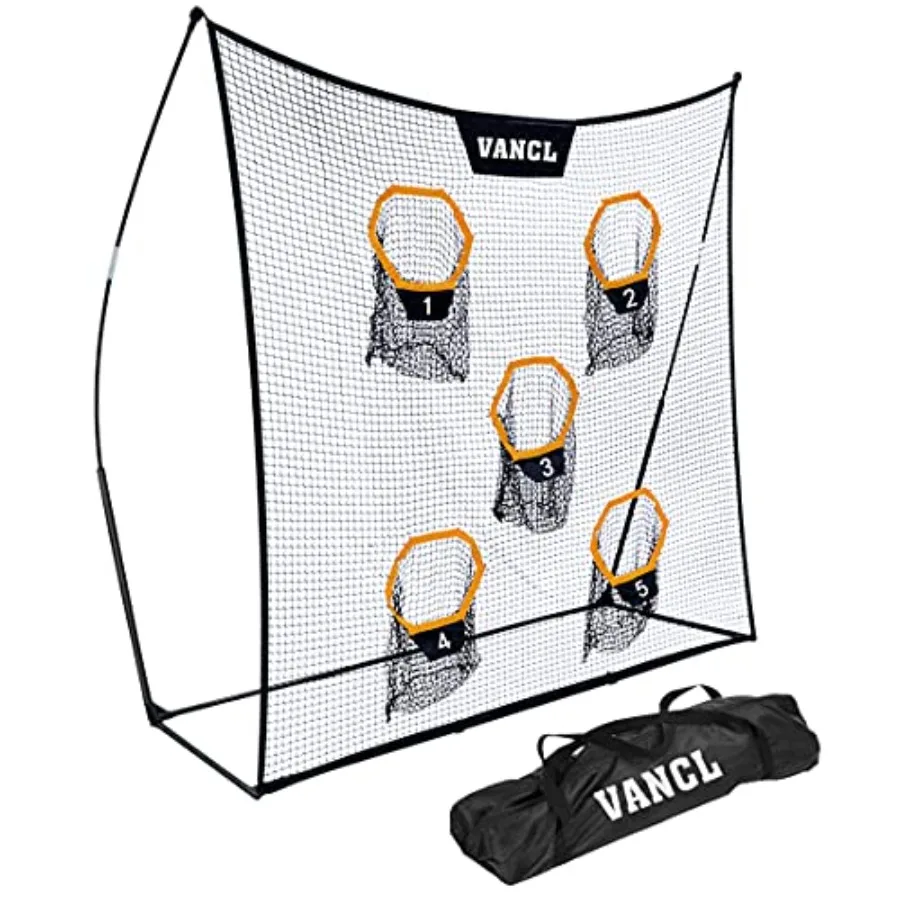 

Football Training Net Portable 7X7ft Knotless Quarterback Throwing Net for Improving Football Accuracy Throwing with 5 Target P