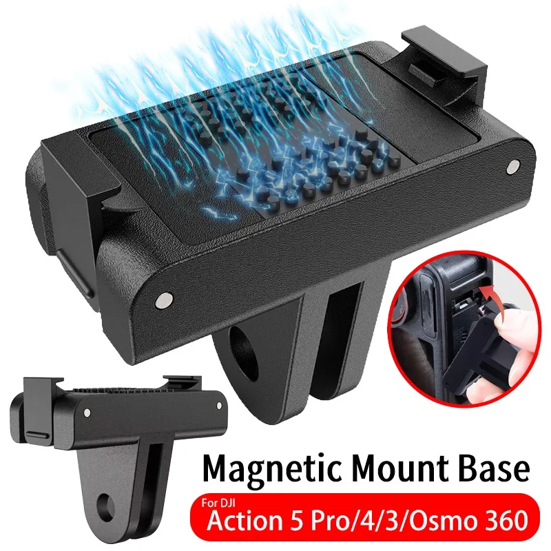 حامل مغناطيسي لـ DJI Osmo 360 Action 5Pro 4 3 قاعدة محول سريعة الإصدار لكاميرا DJI Action 5 Pro ملحقات الإصدار السريع