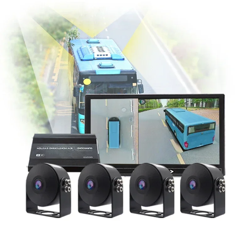 

4 Channel Bird Eye View Panoramic Video Heavy Duty Truck Parking Reversing 3D 360 Degree Camera System Kit for Bus