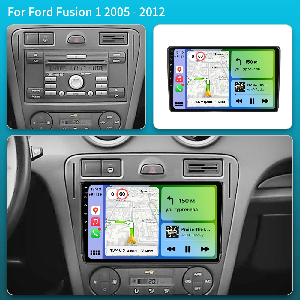 Android 16 Carplay For Ford Fusion 1 2005 - 2012 Car Radio Multimedia Video Player Navigation GPS Android No 2DIN 2 Din DVD