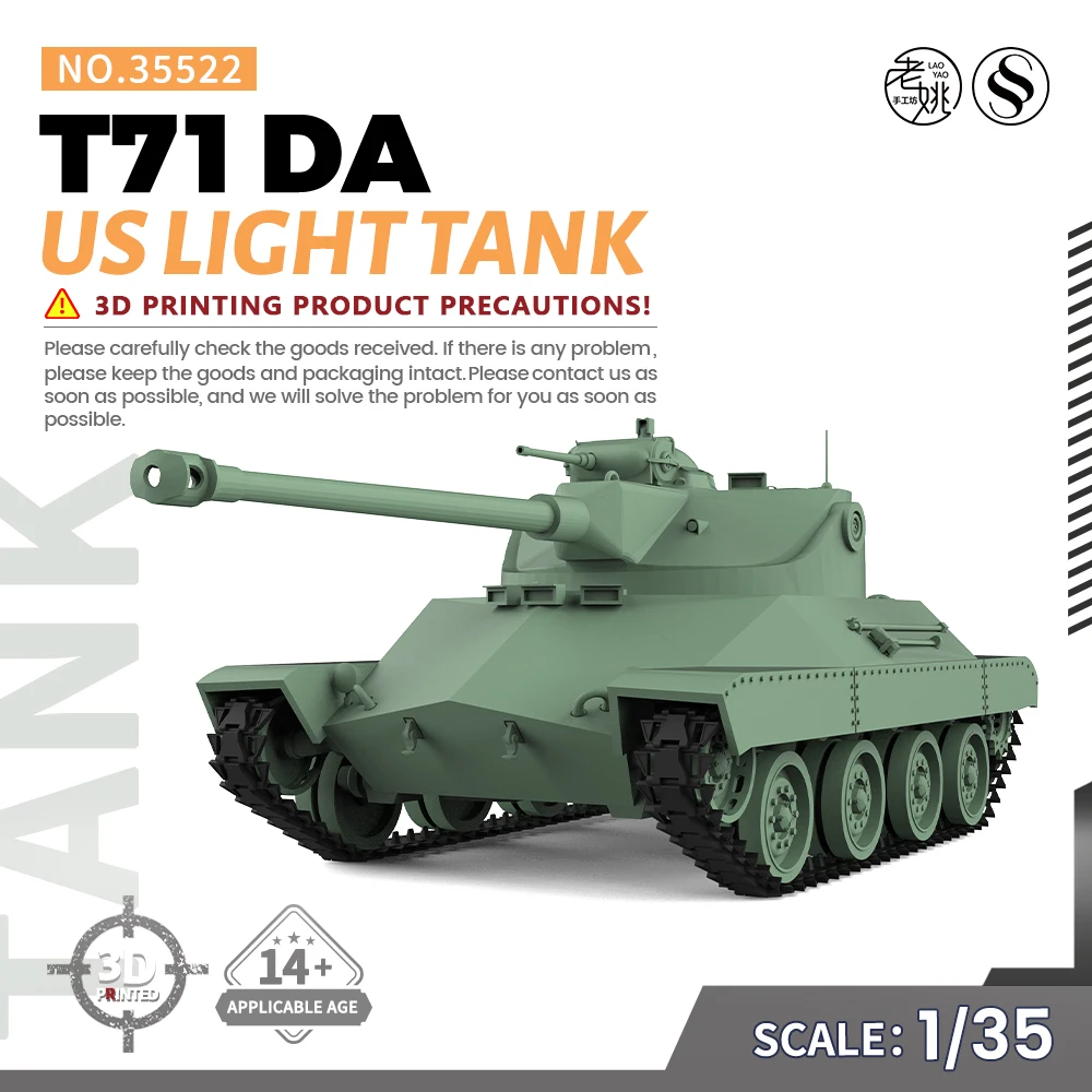 Ssmodel Ss522 1/35 Militaire Modelkit Ons T71 Da Lichte Tank Wwii Oorlogsspellen