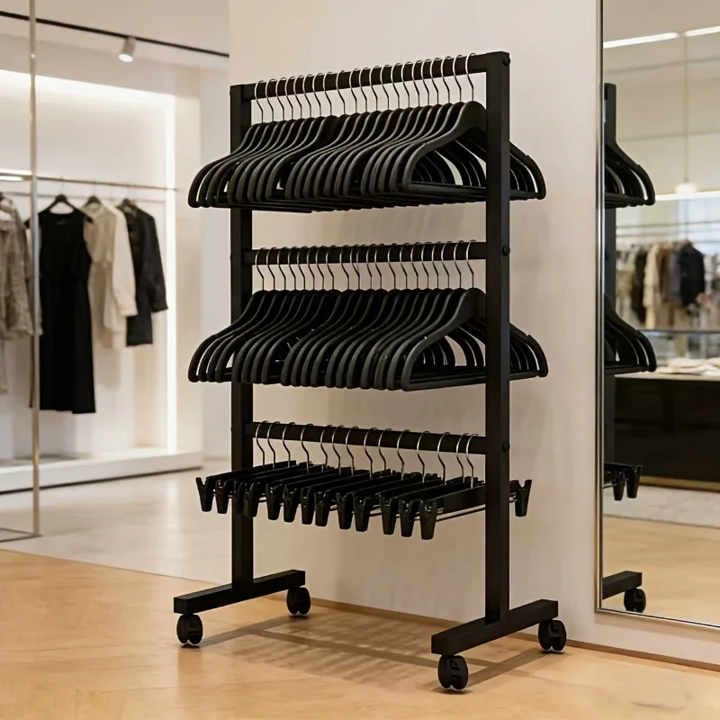 Clothing Store Hanger Organizer Wrought Iron, Movable, Multi-Tiered Hanger and Pant Clip Organizer The Ultimate Organization