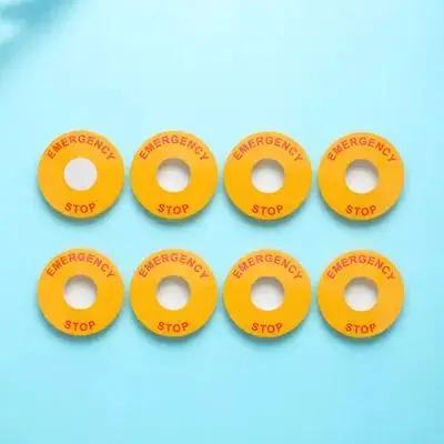 8pcs Emergency Stop Warning Sticker Safety Sign Decal For Industrial Equipment Factory School Strong Adhesion