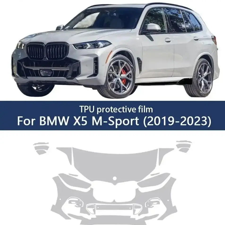 

Для BMW X5 M-Sport 2019-2023: Защитная пленка из ТПУ, самовосстанавливающаяся прозрачная пленка (Clear Bra), предварительно вырезанный комплект PPF, защита кузова автомобиля от царапин