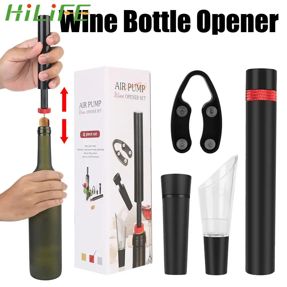 

Wine Pourer Wine Opener Pin Type Cork Out Tool Air Pressure Vacuum Wine Stopper 4 Pcs/Set for Red Wine Foil Cutter