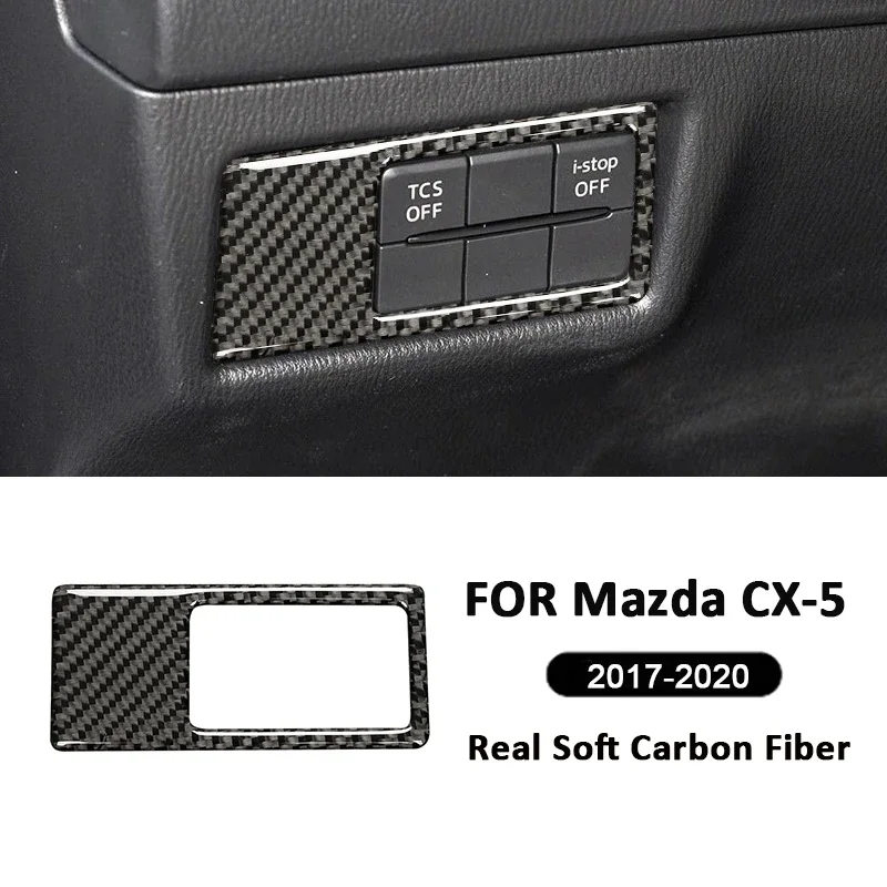

For Mazda CX-5 2017-2020 Carbon Fiber Car Front Headlight Switch Buttons Control Panel Trim Frame Interior Decoration Sticker