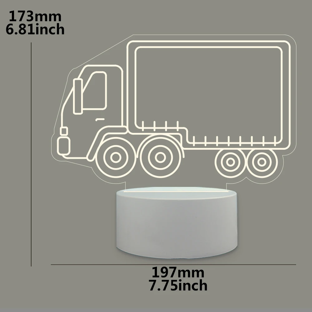 NOWA ciężarówka 3D Led Illusion Lampa stołowa Lampka nocna z możliwością ładowania Lampki nocne Prezent świąteczny dla dzieci