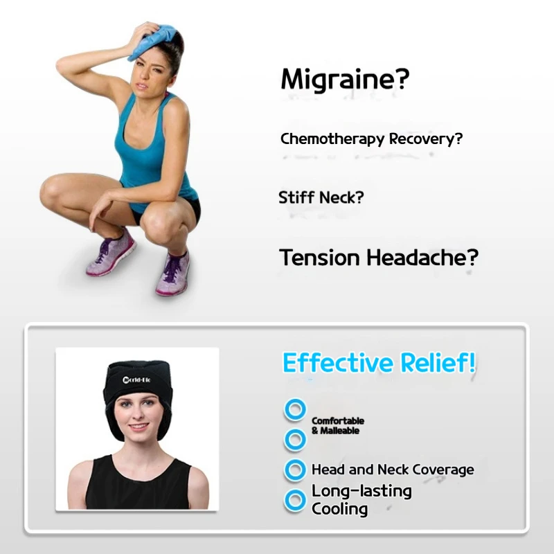 Migraine Physiotherapy Ice Bag Gel Hat Cold And Hot Compress Head Ice Bag for Pain Relief - Relieves Headache Pain