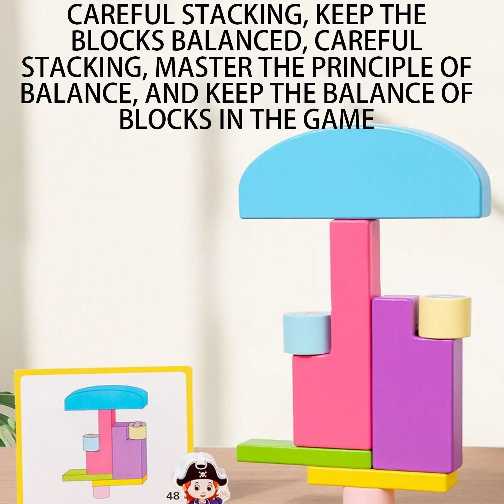 Bloques de construcción de juguete, juego de bloques de rompecabezas de equilibrio de madera, cubo de construcción sensorial educativo, juguete para adolescentes, niños y niñas