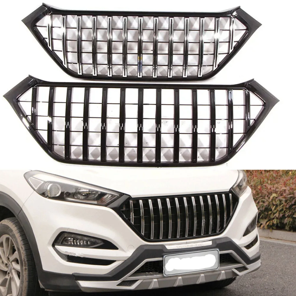 For Front Bumper Grille Hyundai Tucson Improved Diamond Grill ABS Mesh Mask Decorative Cover Accessories Refit 2015 2016 2017 18