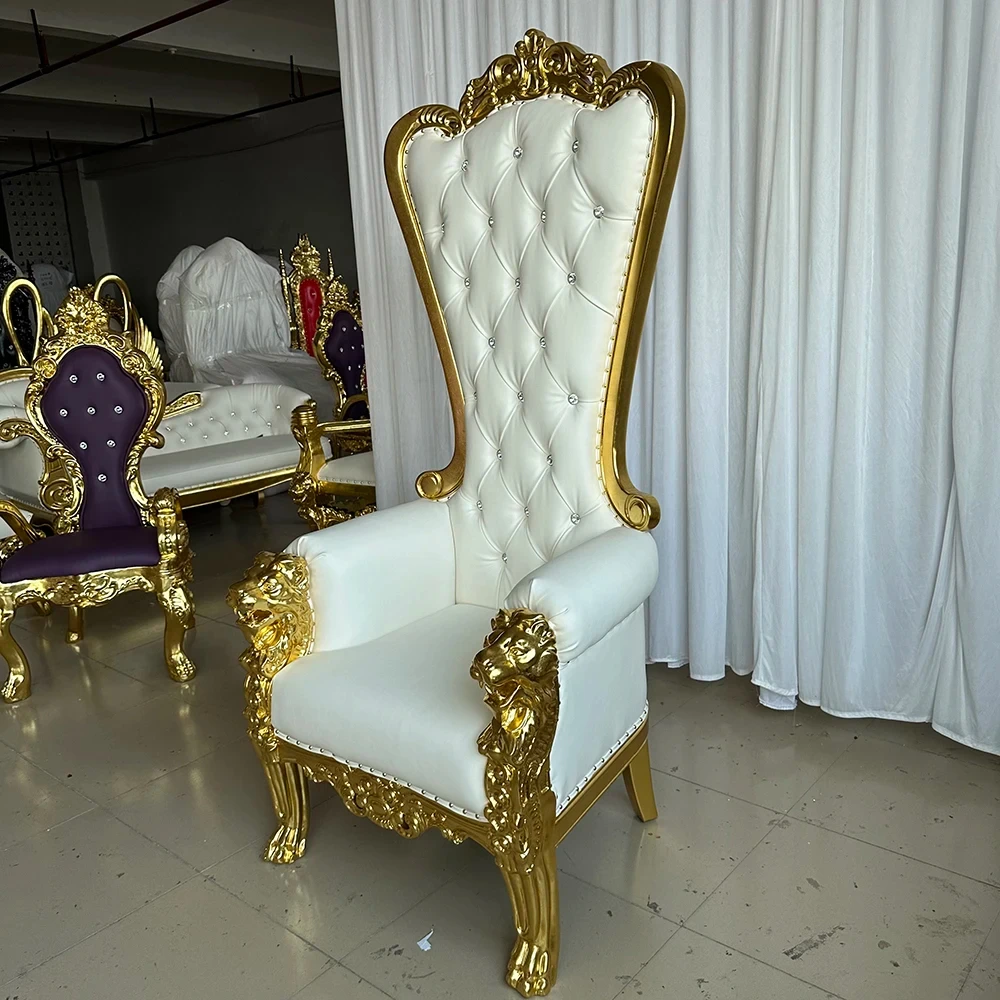 

High Quality Rental Furniture Wedding Throne Chairs Silver and Leather Throne Event Chairs